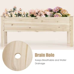 Tangkula Outdoor Wood Planter Raised Garden Bed Elevated Planter Box Kit With Four Holes For Backyard Patio -Tangkula GUEST ed209f59 4d60 4612 866b 2ecf438f23a4