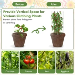 Tangkula 3-Pack Garden Tomato Trellis 40" Plant Support Cage W/ Adjustable Size For Plants -Tangkula GUEST ed54a19e eb92 468a a459 632849470503