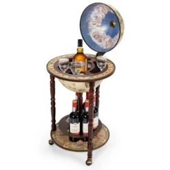 Tangkula 17" Wood Globe Bar Stand 16th Century Italian Rack Drinks Bottle Shelf Cart -Tangkula GUEST ed74632d d8d9 44d7 a2e6 ae642141382d