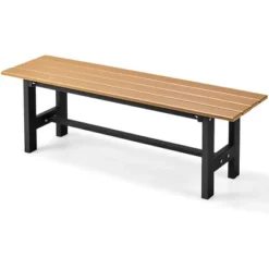 Tangkula Outdoor HDPE Bench W/ Metal Frame 47" X 14" X 16" For Yard Garden -Tangkula GUEST ed92382a 4885 428e accb 04581f21c231
