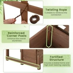 Tangkula Raised Garden Bed W/ Trellis W/ Drainage Holes Legs Twisting Rope For Backyard -Tangkula GUEST ee628eab 79ee 4e4f b0a5 bc2b49d021d8