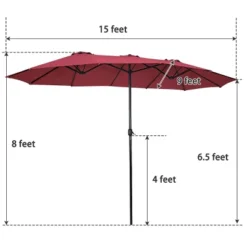 Tangkula 15 Ft Outdoor Patio Umbrella Double-Sided Shade Offset Wine Red -Tangkula GUEST ee8c7f1e 7aa6 4749 90df ac728372ddcd