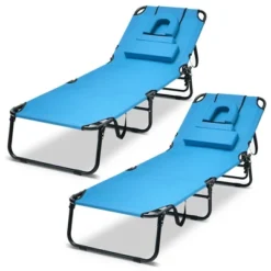 Tangkula 2PCS 5-Position Lounge Chair Adjustable Beach Chaise W/ Face Cavity & Pillows -Tangkula GUEST ee9db337 02f2 4f3b a4c8 5ad928aedc7b