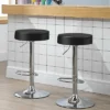 Tangkula Round Bar Stool 1 PC Adjustable Swivel Pub Chair U Leather With Footrest