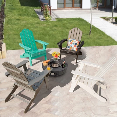 Tangkula 2PCS Folding Adirondack Chair Outdoor Adirondack Chair Weather Resistant Lounger For Backyard Porch Poolside Turquoise/Grey/White/Black 8 Tangkula 2PCS Folding Adirondack Chair Outdoor Adirondack Chair Weather Resistant Lounger For Backyard Porch Poolside Turquoise/Grey/White/Black - Image 6