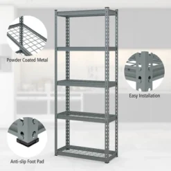 Tangkula 2 PCS 5-Tier Metal Shelving Unit Heavy Duty Wire Storage Rack With Anti-slip Foot Pads -Tangkula GUEST eee1b091 7f31 4c95 b492 6ff69a576b90