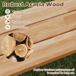 Tangkula 63 Inch Patio Bench Set Of 1/2, Acacia Wood Long Dining Bench W/ Heavy-Duty Metal Legs 14 Tangkula 63 Inch Patio Bench Set Of 1/2, Acacia Wood Long Dining Bench W/ Heavy-Duty Metal Legs -Tangkula GUEST eee5c016 68e2 4c3a bb45 03ce56a72c44