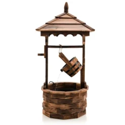 Tangkula Rustic Wishing Well Fountain Outdoor Patio Wooden Water Fountain W/ Electric Pump -Tangkula GUEST eef4a381 2c5f 4fd2 bdab 4fc4403c6b4e
