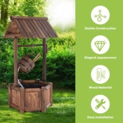 Tangkula Rustic Wishing Well Water Fountain Wooden Decorative Electric Backyard With Electric And Water Bucket Pump For Outdoor -Tangkula GUEST eefd3219 4bcd 4e56 8c58 dd15c21a97fc