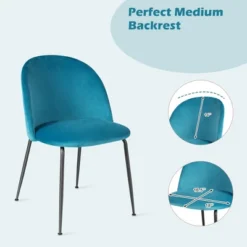 Tangkula Dining Chair Set Of 2 Upholstered Velvet Chair Set W/ Metal Base For Living Room -Tangkula GUEST ef3c6167 221c 4aa1 8654 8684777b144f