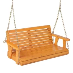 Tangkula 2-Person Porch Swing Chair Wooden Garden Swing Bench W/ Adjustable Chains -Tangkula GUEST ef3de3d5 bd0c 40aa ba78 2e432d30abcd