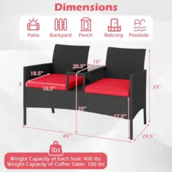 Tangkula Outdoor Rattan Loveseat 2-Seat Patio Conversation Set With Built-in Coffee Table Cushions Wicker Bench Furniture -Tangkula GUEST ef4ec22b 845a 4ab6 89d4 8017a9047e9e