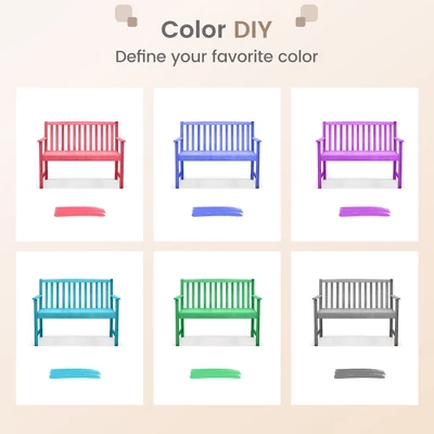 Tangkula Patio Wood Bench 2-Seat Outdoor Bench W/ Cozy Armrests & Backrest 9 Tangkula Patio Wood Bench 2-Seat Outdoor Bench W/ Cozy Armrests & Backrest - Image 7