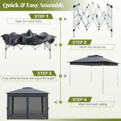 Tangkula 11 X 11 FT Pop Up Canopy Tent W/ Mesh Screen Netting Carrying Bag Zippered Doors -Tangkula GUEST ef6061a4 5082 4532 95bd c57cc56b8ca1