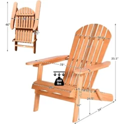 Tangkula 4PCS Folding Adirondack Chair Weather Resistant Outdoor Chair Eucalyptus Wood Adirondack Lounger Chair For Patio -Tangkula GUEST ef61a5a3 5247 4165 aef5 7370a5b07ec5