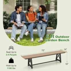 Tangkula 3-4 Person Outdoor HDPE Bench With Metal Frame 72" Long Patio Backless Bench Weatherproof Garden Bench -Tangkula GUEST f0088c05 c125 4867 b5c0 a2ffe0ce13b4