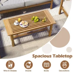 Tangkula 36"Patio Coffee Table Solid Wood Coffee Table W/ Slatted Tabletop Natural -Tangkula GUEST f00d1abb 57d3 4b57 8d72 814184167470