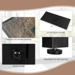 Tangkula 7PCS Patio Rattan Furniture Set 42" Fire Pit Table W/ Cover Cushioned -Tangkula GUEST f00df011 496a 4ed2 86d6 9b005ca275b2