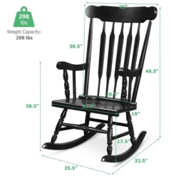 Tangkula Wooden Rocking Chair Single Rocker Indoor Garden Patio Yard Black -Tangkula GUEST f0219627 564a 4387 bf52 2f0c4a931caf