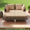 Tangkula Outdoor Rattan Double Daybed Wicker Chaise Lounge For 2 W/ Seat & Back Cushions -Tangkula GUEST f0238f39 34b5 41bc b1f5 d0e895758644