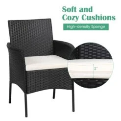 Tangkula Outdoor 2 PCS Rattan Dining Chair Patio Cushioned Arm Chair W/Zipper Black -Tangkula GUEST f057ba51 f12f 4948 9884 1e228b9a117a