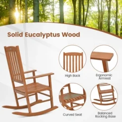 Tangkula 2 Pieces Patio Rocking Chair W/ 400 Lbs Weight Capacity Eucalyptus Wood Porch Rocker -Tangkula GUEST f0f5022d 9162 43f5 bee7 dc2705de000d