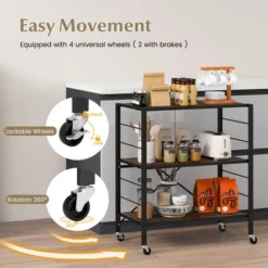 Tangkula 3-Tier Folding Shelf Free DIY Design Shelving Unit W/ 4 Universal Wheels Kitchen -Tangkula GUEST f0f60137 4704 4b17 ba17 3124b515eeaa