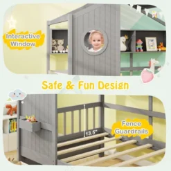 Tangkula Twin Size House Bed Kids Bed Frame W/ 2 Storage Drawers & Fence Guardrails -Tangkula GUEST f0fc4f9d cdca 4f21 a15f 6f4dc121f166