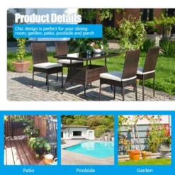 Tangkula 5PCS Rattan Patio Dining Table & Chair Set Outdoor Furniture Set W/ Cushion -Tangkula GUEST f123ee9a 5660 43e5 bdf1 ab7313a19c78