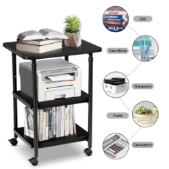 Tangkula 3-Tier Adjustable Rolling Under Desk Printer Cart With 3 Storage Shelves Printer Stand For Home Office -Tangkula GUEST f178a389 19f6 4614 87a1 02696bb6437a