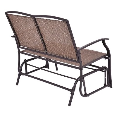 Tangkula Patio Loveseat Glider Rocking Bench Double Chair With Arm Backyard Outdoor 5 Tangkula Patio Loveseat Glider Rocking Bench Double Chair With Arm Backyard Outdoor - Image 3