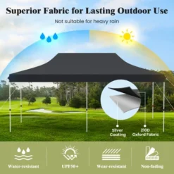 Tangkula 10 X 20FT Canopy Tent Folding Sun Shelter W/ 3 Adjustable Carrying Bag 12 Stakes & 6 Ropes Heavy-Duty Outdoor Tent Black/Grey/White/Blue -Tangkula GUEST f18dbf5a 6734 47e6 92a4 c60f0ec48b0f