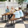 Tangkula Outdoor Folding Bench Set Of 2 55 Inches Long 2-3 Person Acacia Wood Backless Patio Dining Bench -Tangkula GUEST f1b2f365 b9bb 4eb3 b29a 53646cd56f77