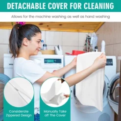 Tangkula Full Size Bed Wedge Pillow With Side Pocket Bed Gap Filler 54" X 10" X 6" White -Tangkula GUEST f259ae0c e7b7 4ec1 bc9a 79ecb55f0caa