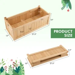 Tangkula Outdoor Wooden Planter Box Folding Raised Garden Plant Container W/ Drainage Hole -Tangkula GUEST f2630ea2 c763 4467 8ffa 91919c0110c1