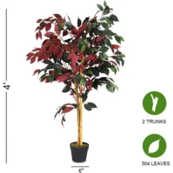 Tangkula Artificial Capensia Bush Home Decoration 4 Feet Red Green Leaves -Tangkula GUEST f26770a5 9876 4995 b0dd 4088a9da9b62