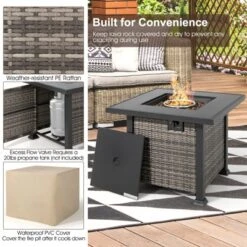 Tangkula 9 Pieces Outdoor Patio Furniture Set W/ 32" Propane Fire Pit Table Sectional Sofa Set W/ Storage Box Black/Gray/Navy/Red/Turquoise/Off White -Tangkula GUEST f282d006 fe83 4cd6 a68c bda303f72c99