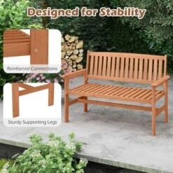 Tangkula 2-Person Patio Loveseat Garden Bench W/Slatted Backrest & Comfortable Armrests -Tangkula GUEST f2877ba1 775e 43ca a870 4279a7a196c4