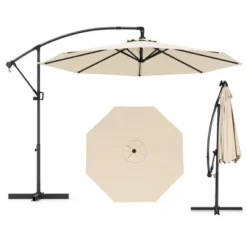 Tangkula 10 FT Patio Offset Umbrella W/ X-shaped Base Infinite Tile & 360° Rotation -Tangkula GUEST f2c85c61 4ffa 411a 8da3 19f0e296d7ae