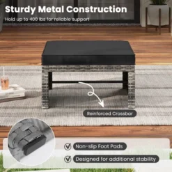 Tangkula 2 Pieces Patio PE Rattan Ottomans With Soft Zippered Cushions For Deck Frame -Tangkula GUEST f2d88878 1b0f 433a a2c0 6626c8c8bcf1