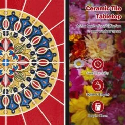 Tangkula 2PCS Mosaic Outdoor C-Shaped End Table W/ Ceramic Tile Top Sturdy Metal Frame -Tangkula GUEST f2de758e 343d 442c b131 9dfbd7b466a5