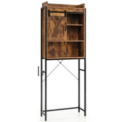 Tangkula Over The Toilet Freestanding Storage Rack Bathroom W/ Slipping Barn Door -Tangkula GUEST f331f393 665c 44e1 b73f 6586440f5ab8
