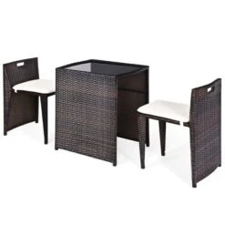 Tangkula 3 PCS Cushioned Wicker Patio Furniture Set Seat Sofa Outdoor No Assembly Brown -Tangkula GUEST f334be80 a5ba 4798 9693 52dc27d60404