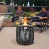 Tangkula 32 Inch Outdoor Fire Pit Table 30,000 BTU Round Metal Fire Table With Lid & PVC Cover & Glass Stones CSA Approved
