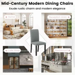 Tangkula Dining Chair Set Of 4 Mid-Century Modern Fabric Upholstered Parson Chairs -Tangkula GUEST f4857363 50e5 46eb 84b8 b361982422cf