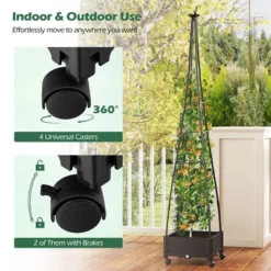 Tangkula 81" Garden Obelisk Trellis For Climbing Plants Tall Plant Support W/ Wheels -Tangkula GUEST f4a02cb2 5066 4cb6 baaa a35f5566934b