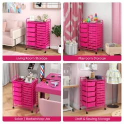Tangkula 15 Drawer Rolling Storage Cart Opaque Multicolor Drawers Home Organizer Mixed Hot Pink 19 Tangkula 15 Drawer Rolling Storage Cart Opaque Multicolor Drawers Home Organizer Mixed Hot Pink -Tangkula GUEST f4b3f24d bcc3 4047 877d 8faf8d88ad6f