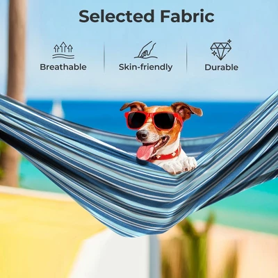 Tangkula Portable Indoor Outdoor 2-Person Double Hammock Set W/ Stand And Carrying Cases 6 Tangkula Portable Indoor Outdoor 2-Person Double Hammock Set W/ Stand And Carrying Cases - Image 4