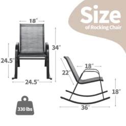 Tangkula 2pcs Patio Rocking Chair Heavy-Duty Metal Rocker Outdoor Anti-Slip Gray -Tangkula GUEST f518ea1b fd86 4182 a676 f0697b41fedb