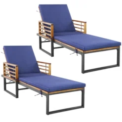 Tangkula 2 Pieces Outdoor Chaise Lounge Chair W/ 4-Position Adjustable Backrest Backyard Poolside -Tangkula GUEST f5300318 3eb0 4f51 b534 5f2331c69cd4